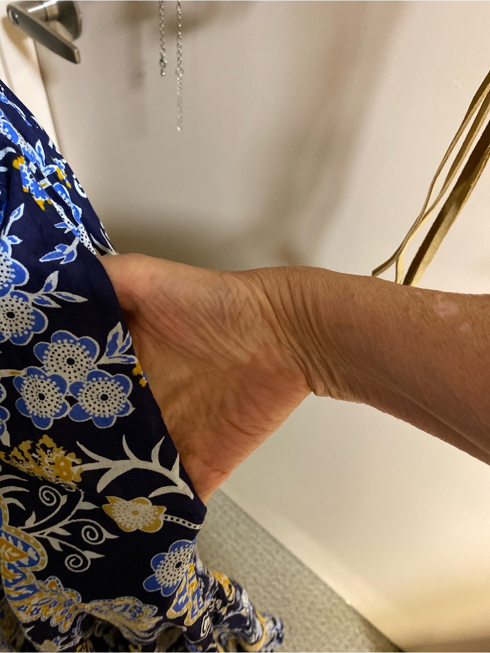 Elan Navy and Yellow Floral Ruffled Midi Dress - Picture 14 of 16